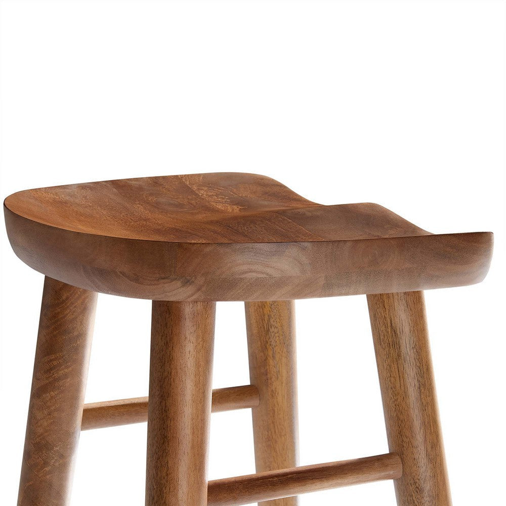 Modway EEI-6740-WAL Saville Backless Wood Bar Stools - Set of 2 Walnut
