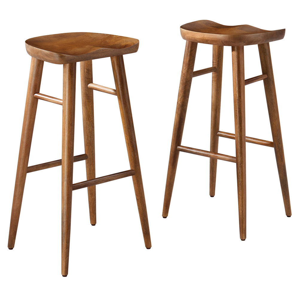 Modway EEI-6740-WAL Saville Backless Wood Bar Stools - Set of 2, Walnut