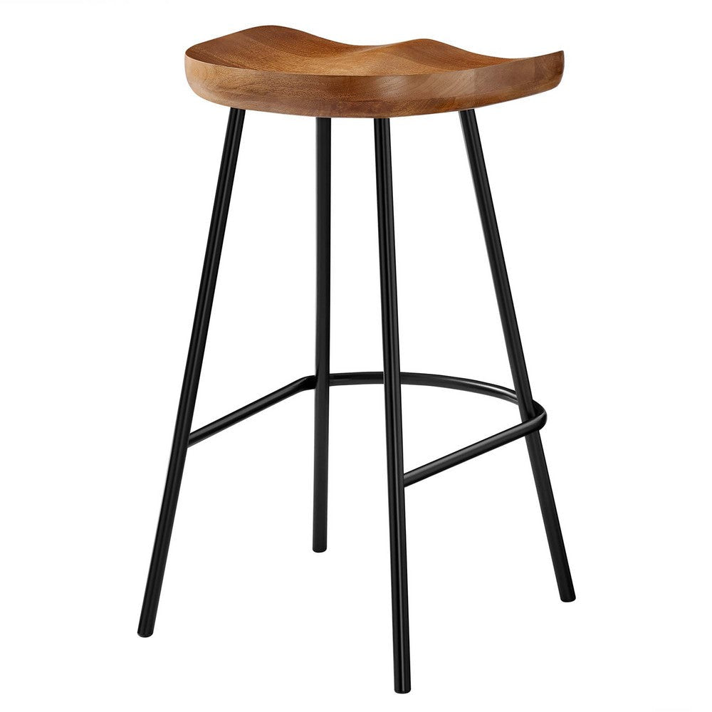 Modway EEI-6741-WAL Concord Backless Wood Counter Stools - Set of 2 Walnut