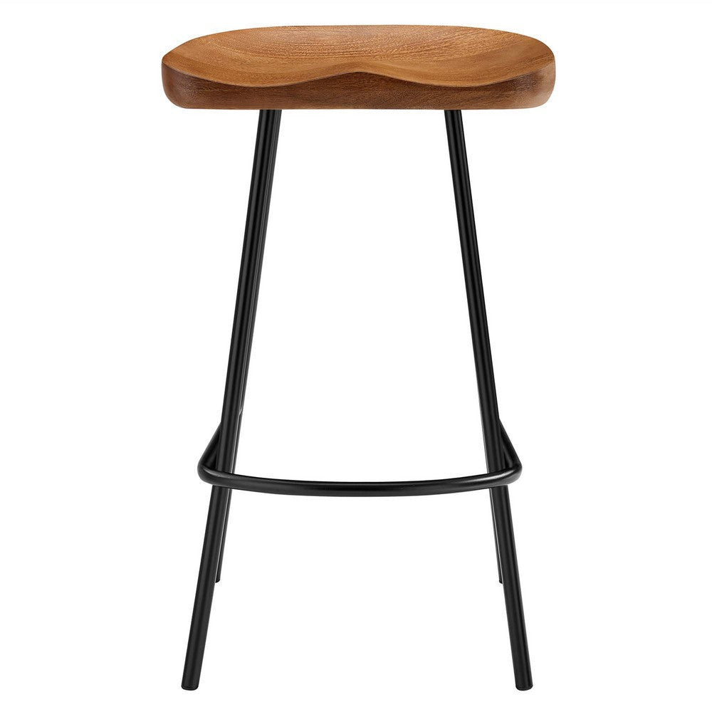 Modway EEI-6741-WAL Concord Backless Wood Counter Stools - Set of 2 Walnut