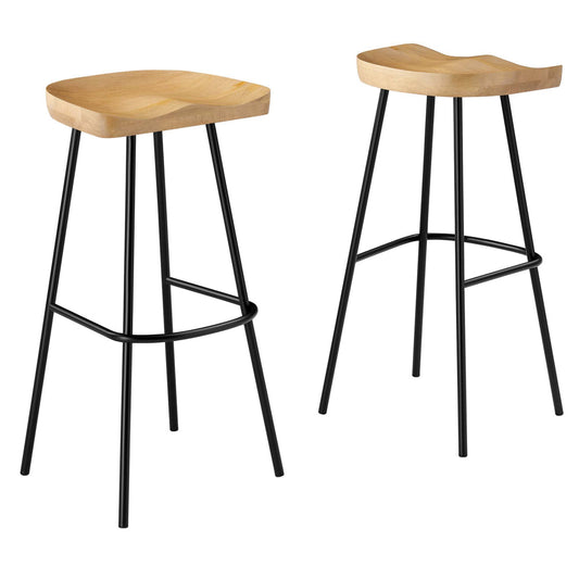 Modway EEI-6742-OAK Concord Backless Wood Bar Stools - Set of 2, Oak