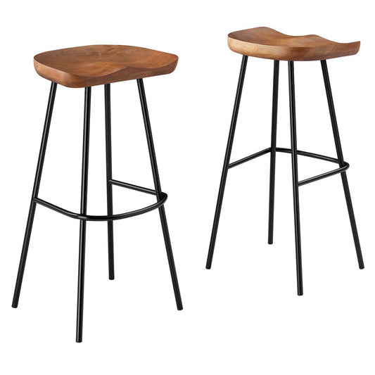 Modway EEI-6742-WAL Concord Backless Wood Bar Stools - Set of 2, Walnut