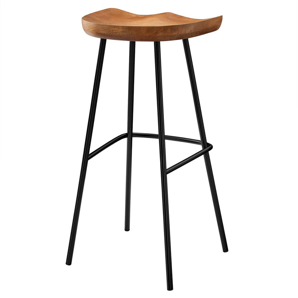 Modway EEI-6742-WAL Concord Backless Wood Bar Stools - Set of 2 Walnut
