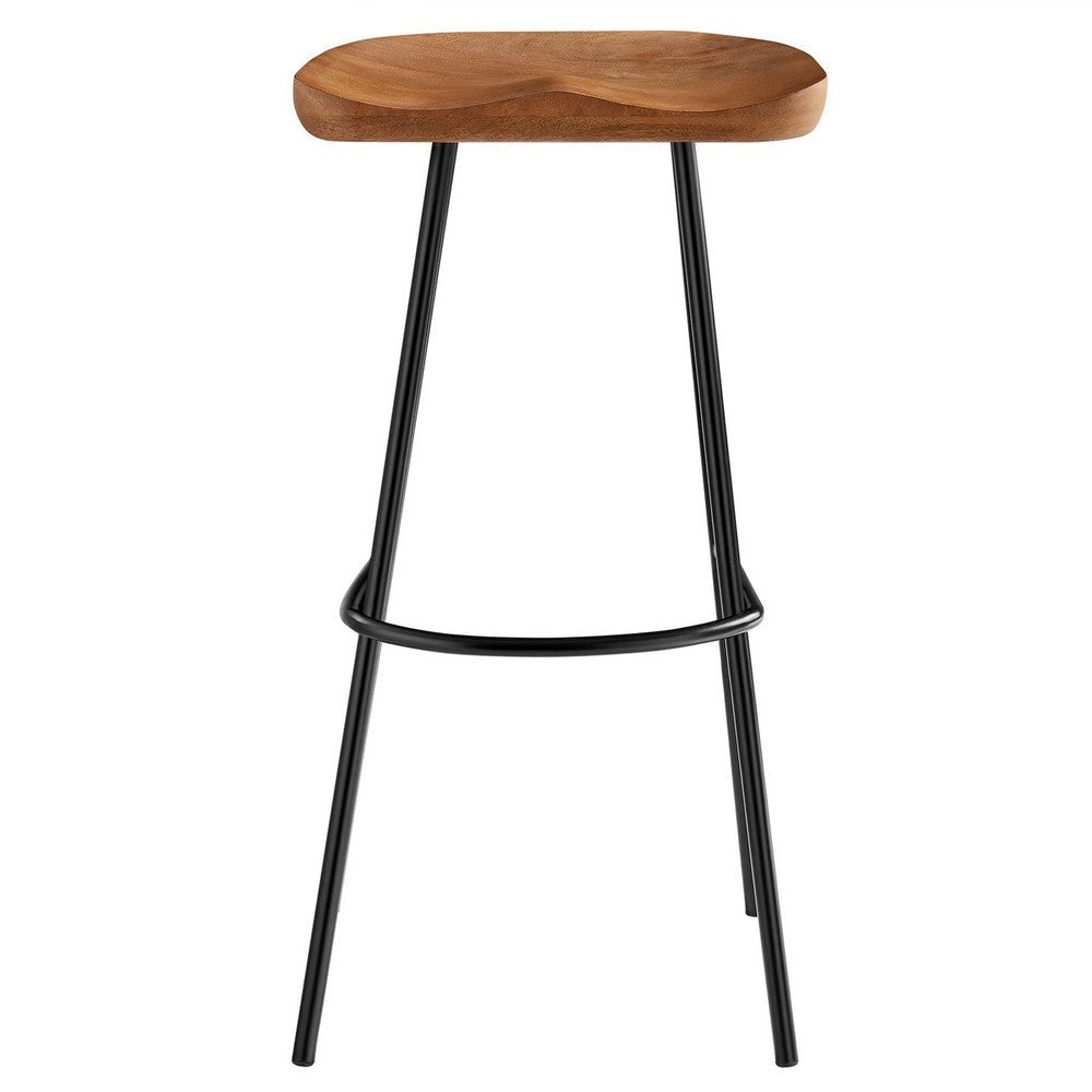 Modway EEI-6742-WAL Concord Backless Wood Bar Stools - Set of 2 Walnut
