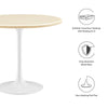 Modway Lippa 36’’ Round Artificial Dining Table with Tapered Metal Base White Travertine MDY-EEI-6748-WHI-TRA