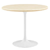 Modway Lippa 36" Round Artificial Dining Table with Tapered, Metal Base, White Travertine