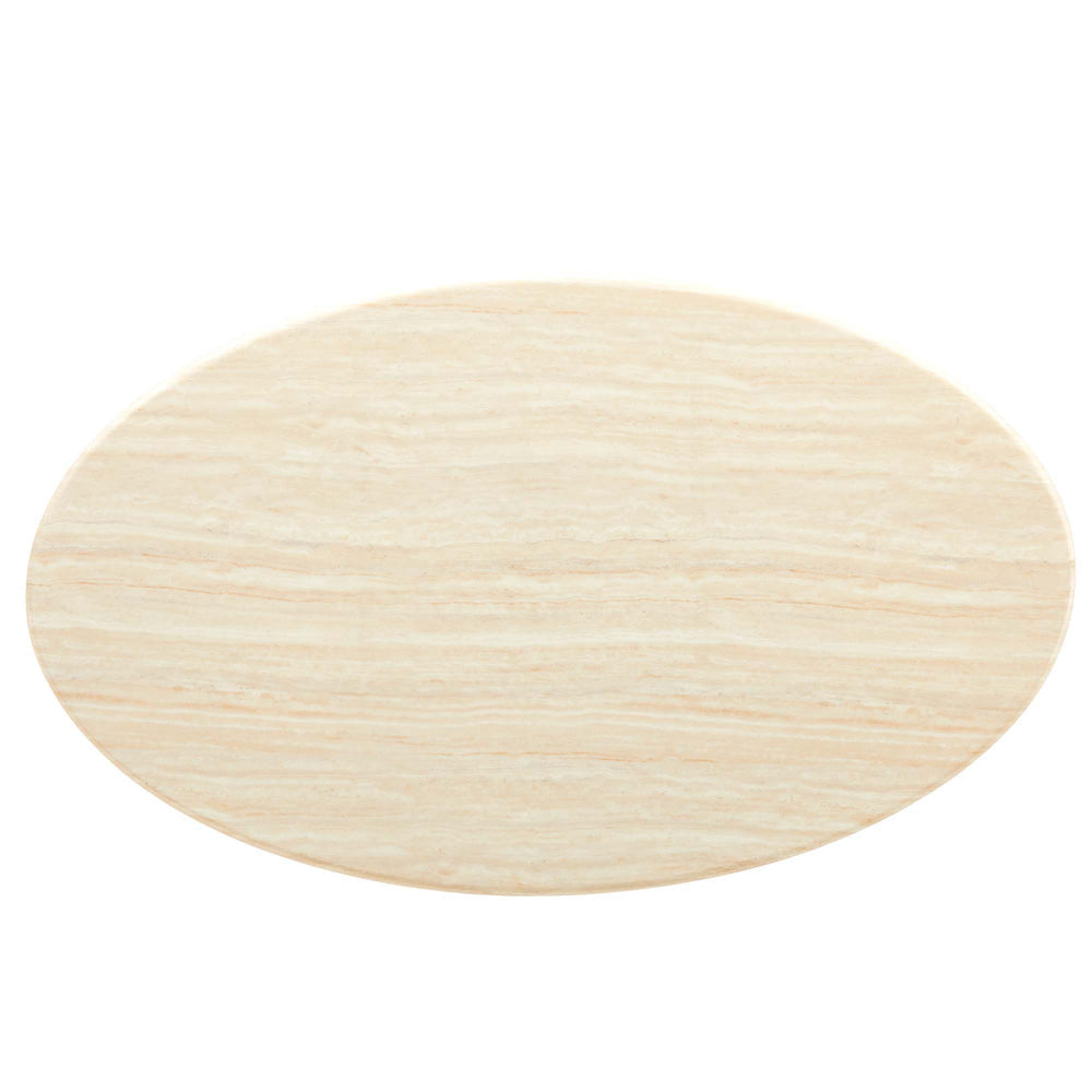 Lippa 60” Oval Faux Travertine Dining Table by Modway MDY-EEI-6757-WHI-TRA