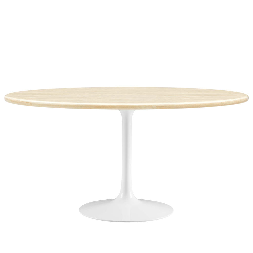 Lippa 60” Oval Faux Travertine Dining Table by Modway MDY-EEI-6757-WHI-TRA