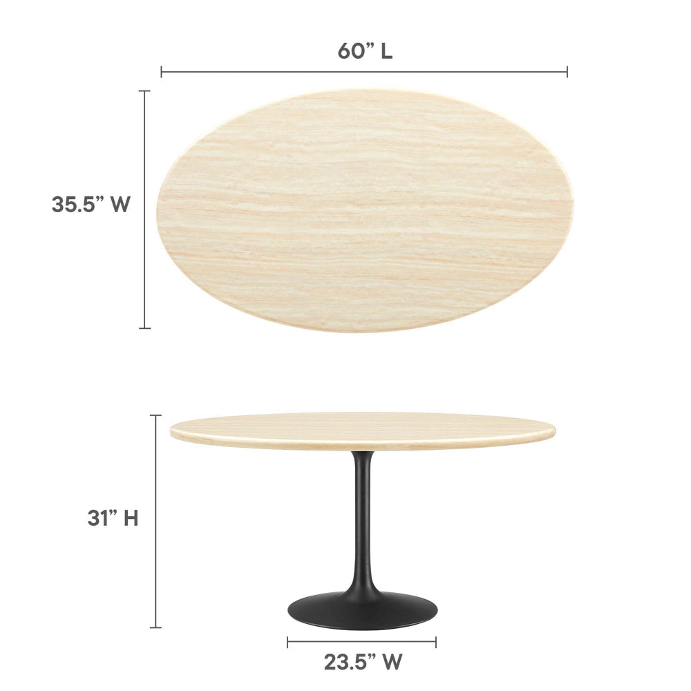 Lippa 60’’ Oval Faux Travertine Dining Table by Modway