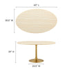 Modway Lippa 60” Oval Artificial Dining Table with Tapered Metal Base Gold Travertine MDY-EEI-6759-GLD-TRA