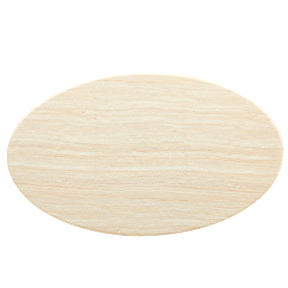 Modway Lippa 60” Oval Artificial Dining Table with Tapered Metal Base Gold Travertine MDY-EEI-6759-GLD-TRA