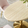 Modway Lippa 60” Oval Artificial Dining Table with Tapered Metal Base Gold Travertine MDY-EEI-6759-GLD-TRA
