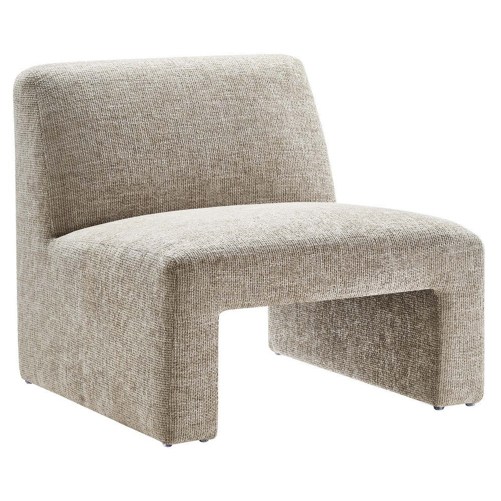 Modway Amita Chenille Upholstered Oversized Accent Lounge Khaki â€“ Plush, Comfy Slipper, Ideal, Armless Sofa Corner Chair for Reading Nook or Living Room Furniture