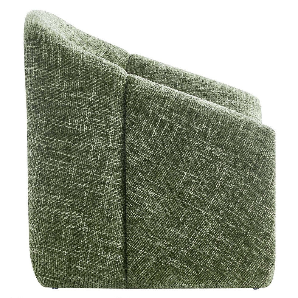 Modway Vivi Chenille Upholstered Accent Basil-Plush Comfy Armchair Ideal as a Modern Barrel Lounge Reading Chair for Living Room Bedroom