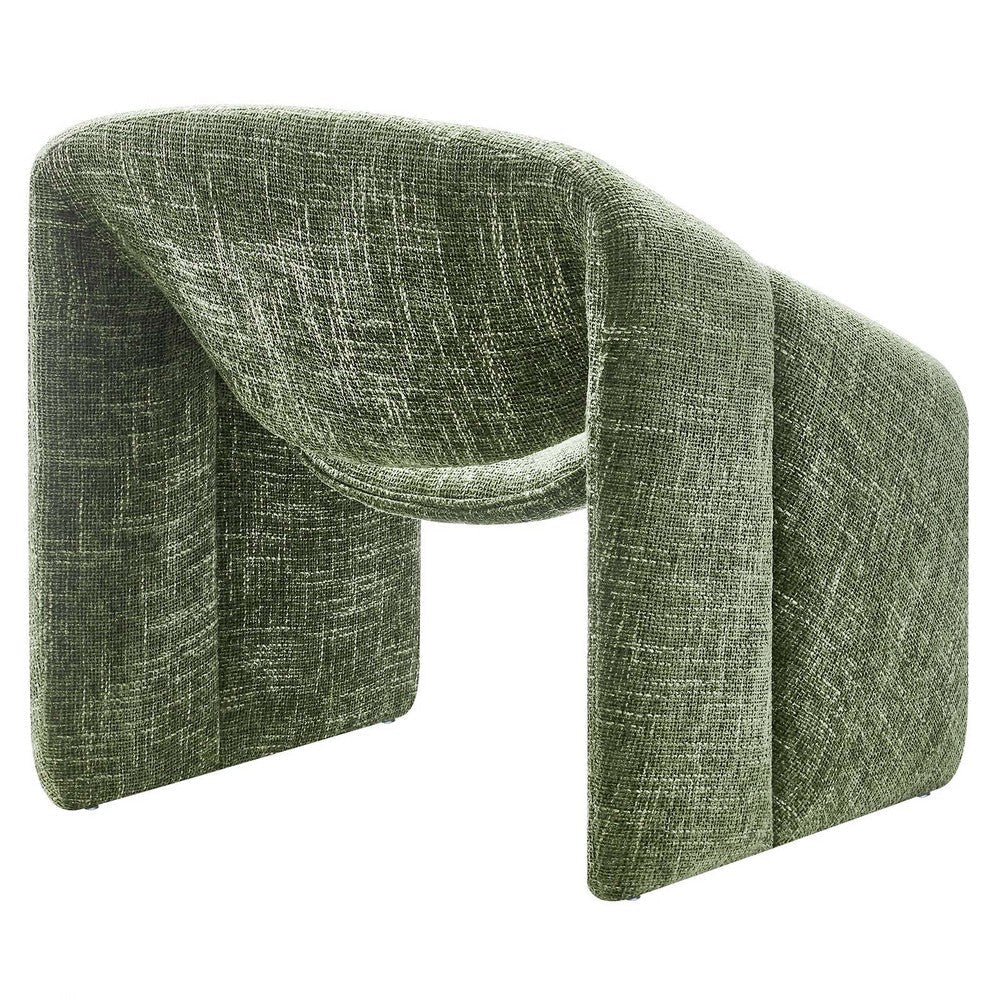 Modway Vivi Chenille Upholstered Accent Basil-Plush Comfy Armchair Ideal as a Modern Barrel Lounge Reading Chair for Living Room Bedroom