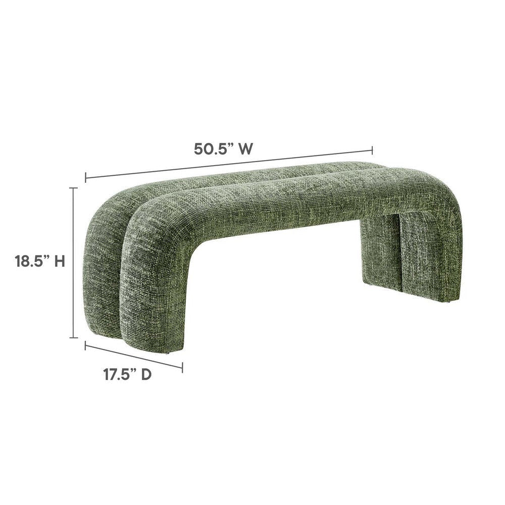 Modway Dax 50.5’’ Upholstered Accent Basil-Versatile Ottoman Ideal as an End of Bed Hallway Sitting Cozy Modern Entryway Bench