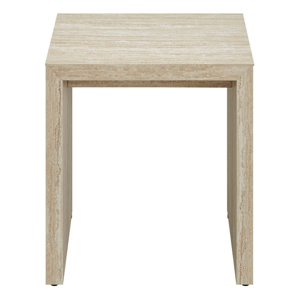 Mirella Faux Travertine Side Table  - No Shipping Charges