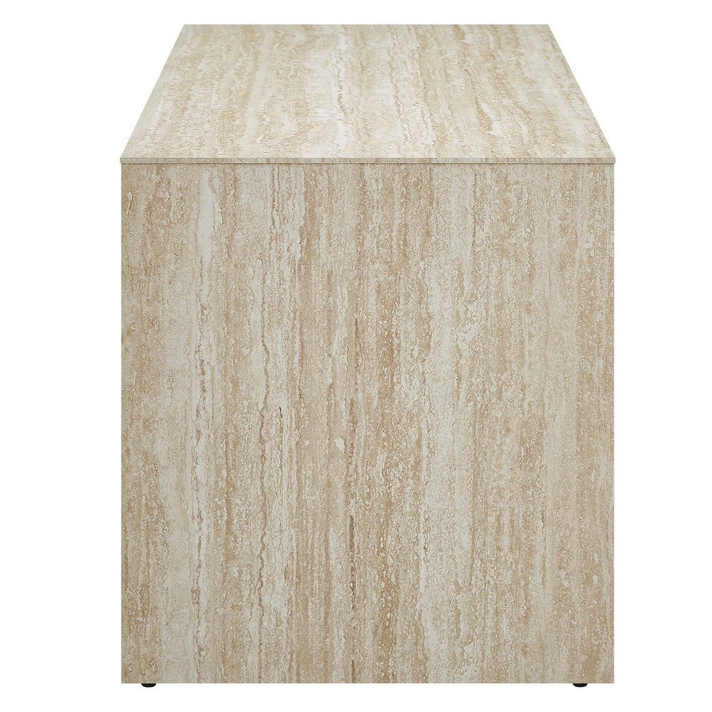 Mirella 53.5" Faux Travertine Bench by Modway| Blue