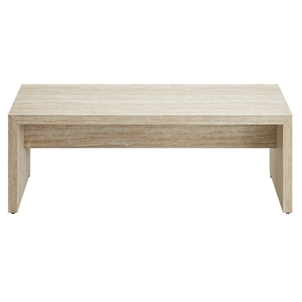 Mirella 53.5" Faux Travertine Bench by Modway| Blue