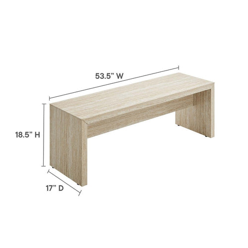 Mirella 53.5" Faux Travertine Bench by Modway| Blue