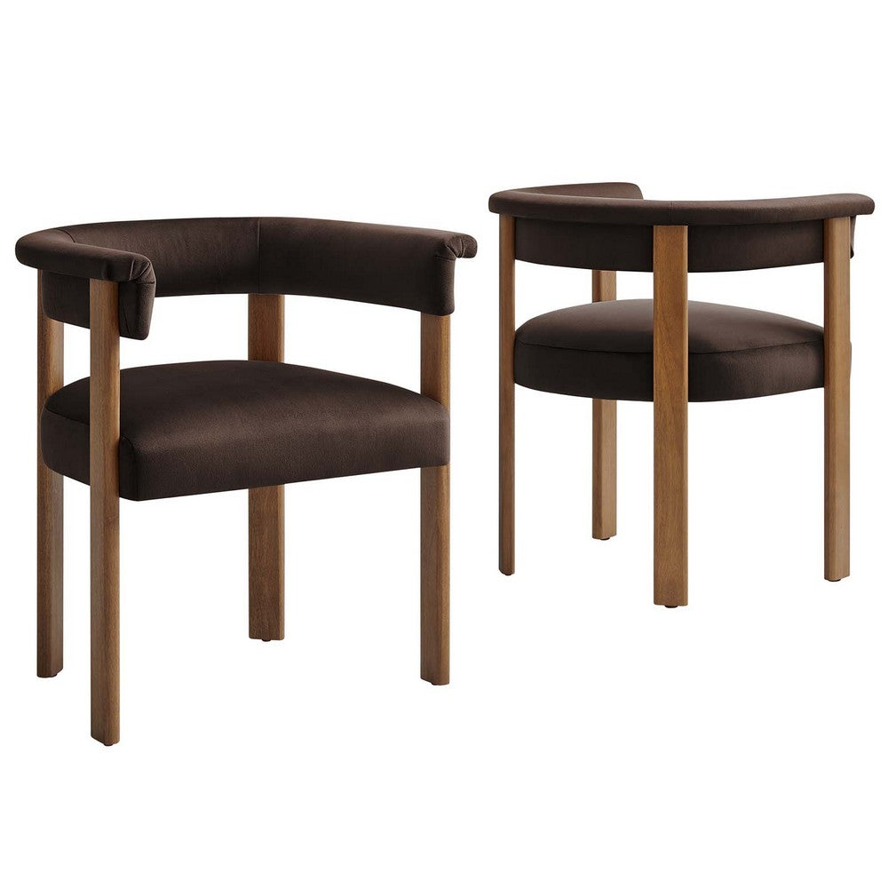 Imogen Performance Velvet Barrel Dining Chairs - Set of 2  - No Shipping Charges