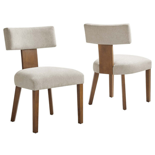 Modway Nalani Dining Chairs, Heathered Weave Ivory Deep Brown