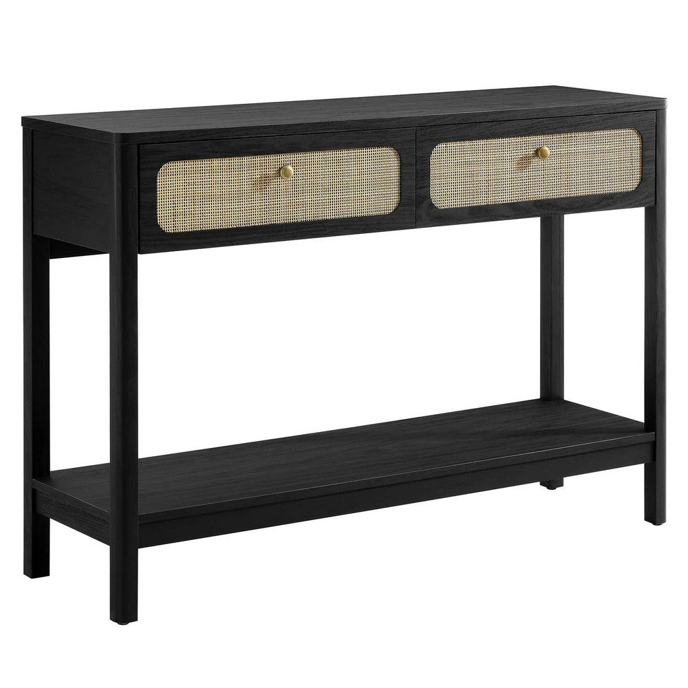Modway Chaucer Modern Console Black with Wood Grain Finish, Ideal Entryway Table with Storage for Hallway or Living Room DÃ©cor