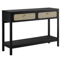 Modway Chaucer Modern Console Black with Wood Grain Finish, Ideal Entryway Table with Storage for Hallway or Living Room DÃ©cor