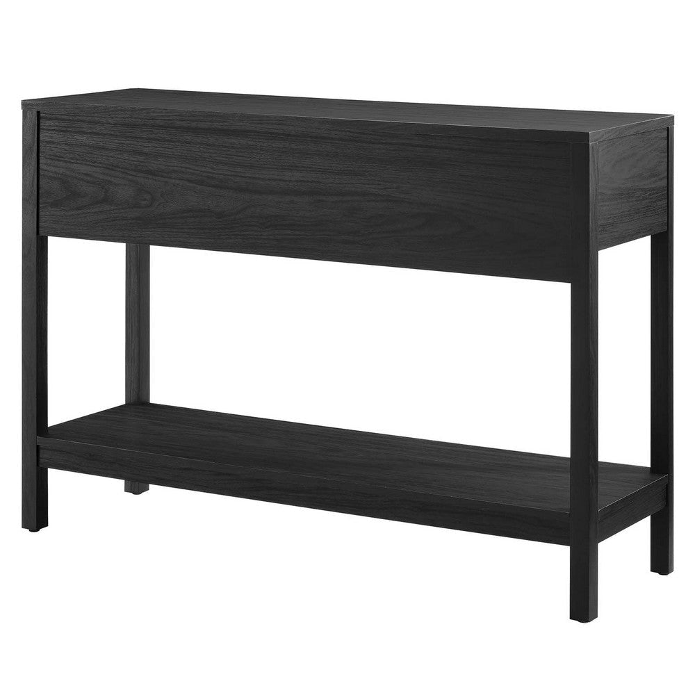 Modway Chaucer Modern Console Black with Wood Grain Finish Ideal Entryway Table with Storage for Hallway or Living Room Décor