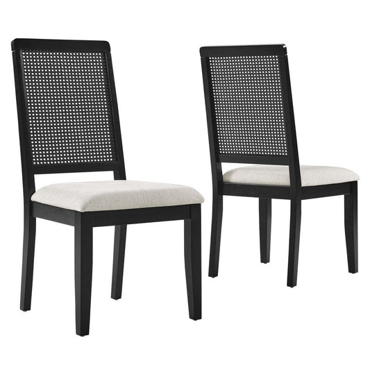 Arlo Faux Rattan and Wood Dining Side Chairs - Set of 2 