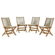 Modway Vienna Outdoor Patio Teak Wood Folding Chairs Set of 4 in Natural Natural – Weather-Resistant Woven Rope Armless Patio Dining Chairs – Foldable Deck Chairs for Backyard, Garden, Porch