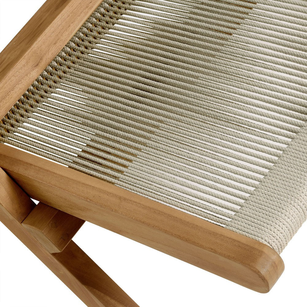Modway Vienna Outdoor Patio Teak Wood Folding Lounge Chair in Natural Natural