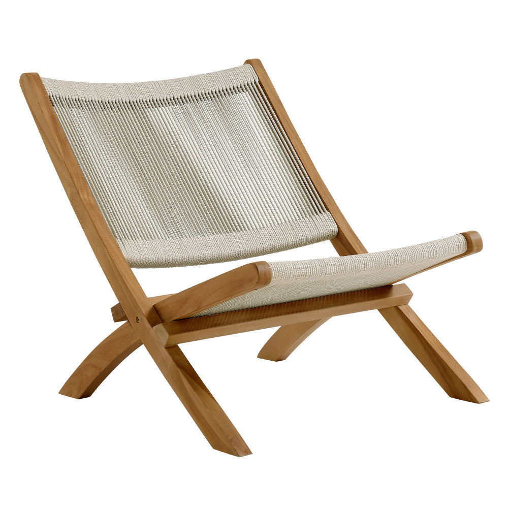 Modway Vienna Outdoor Patio Teak Wood Folding Lounge Chair in Natural Natural