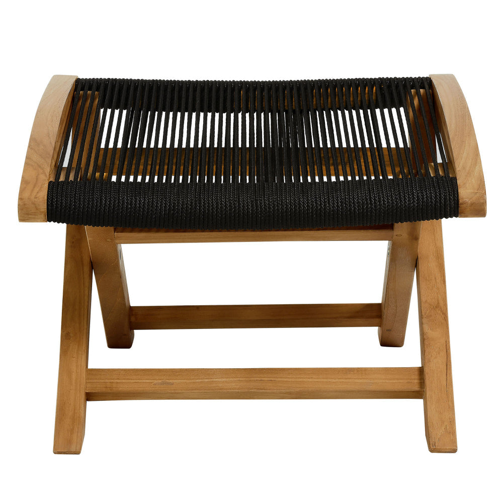 Vienna Outdoor Patio Teak and Rope Folding Ottoman by Modway