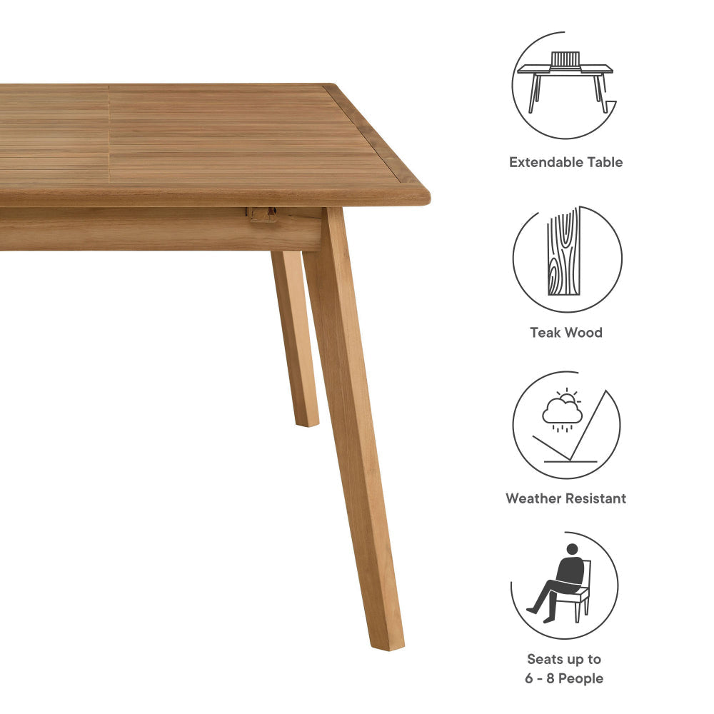 Vienna Outdoor Patio Teak Wood Extendable Dining Table by Modway MDY-EEI-6813-NAT