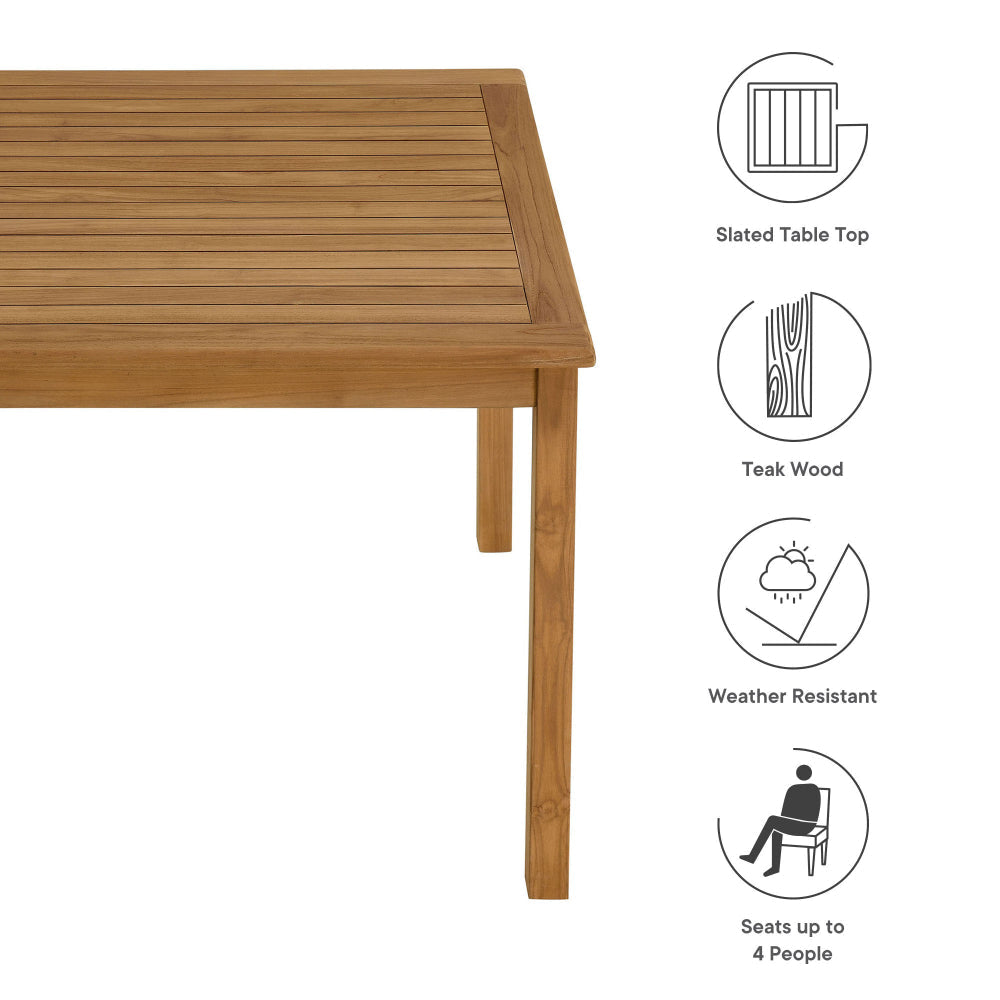 Vienna 34’’ Square Outdoor Patio Teak Wood Dining Table by Modway MDY-EEI-6814-NAT
