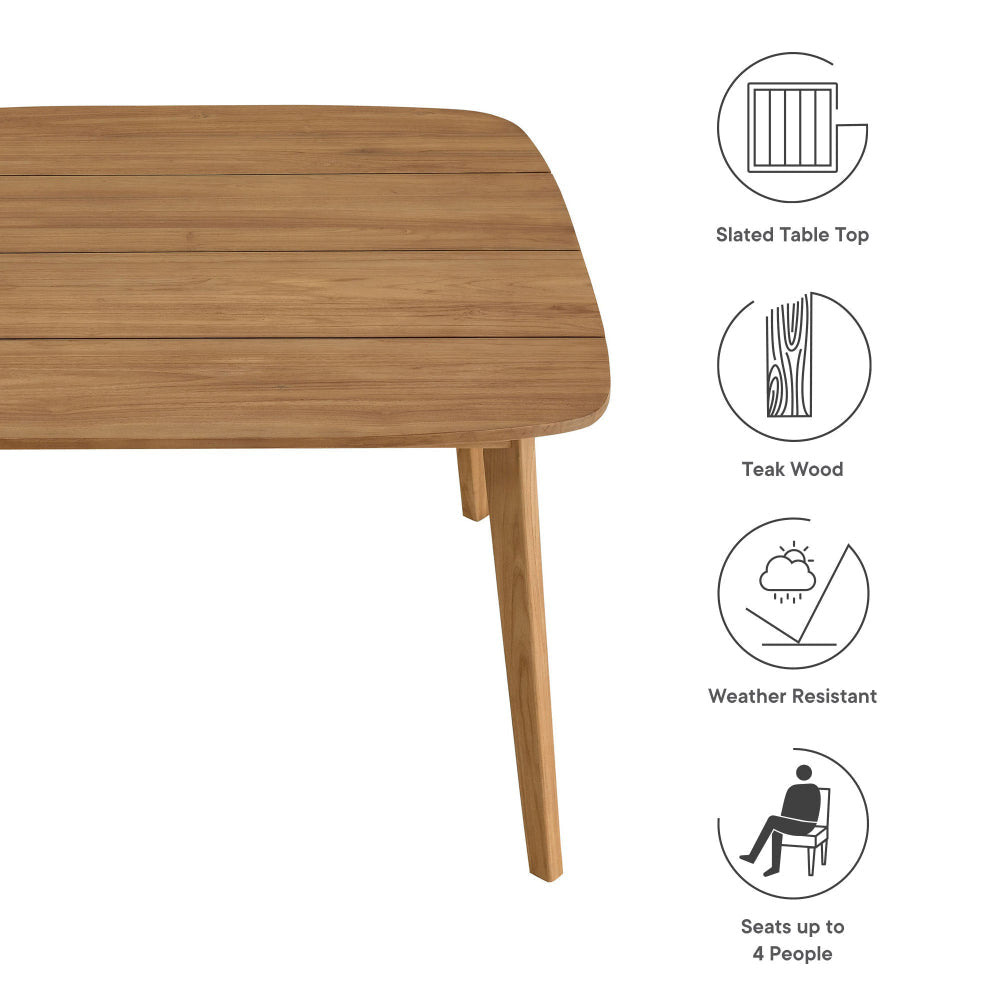 Vienna 46’’ Square Outdoor Patio Teak Wood Dining Table by Modway MDY-EEI-6815-NAT
