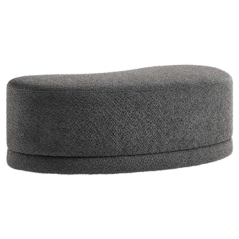 Modway Nimbus 48 Inch Curved Ottoman Bench in Cast Slate - Soft Fabric Chenille Ottoman - Versatile Bedroom Bench - Bouclé Footstool