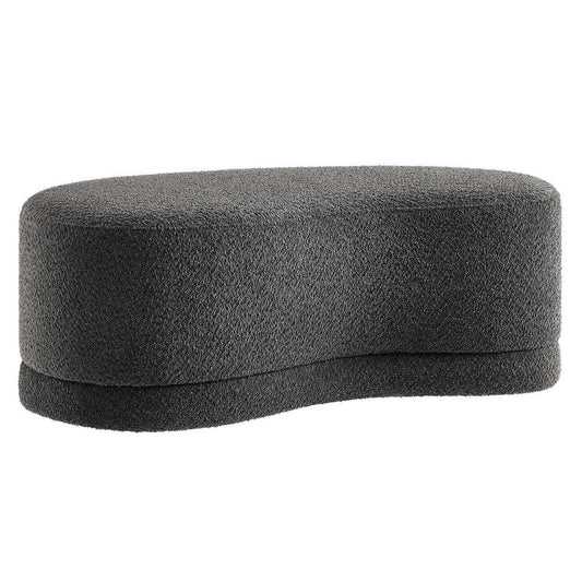 Modway Nimbus 48 Inch Curved Ottoman Bench in Cast Slate - Soft Fabric Chenille Ottoman