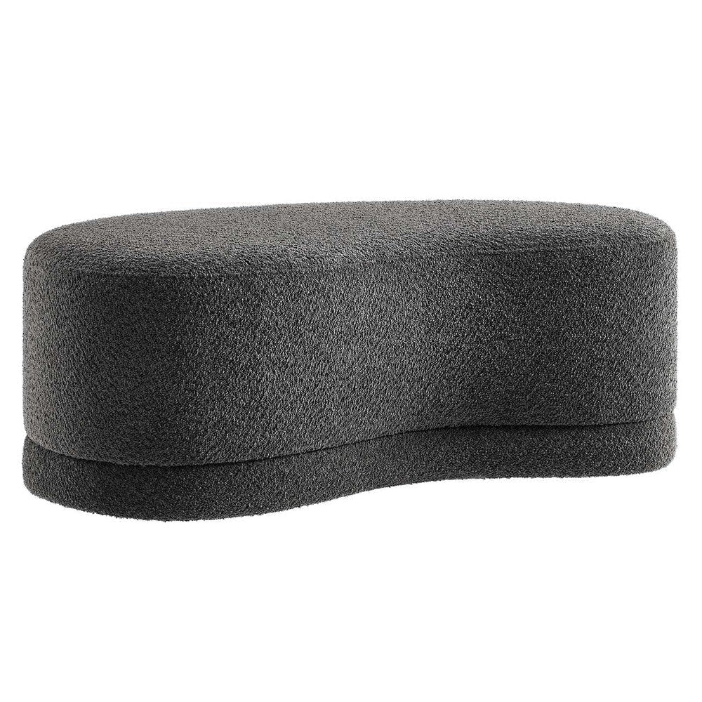 Modway Nimbus 48 Inch Curved Ottoman Bench in Cast Slate - Soft Fabric Chenille Ottoman - Versatile Bedroom Bench - Bouclé Footstool - Upholstered Coffee Table - Bedroom and Living Room Furniture