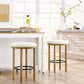 Modway Fable 26 Inch Backless Counter Stools Set of 2 in Oak Ivory - Kitchen Stools Counter Height - 2Pcs Upholstered Padded Boucle Seat