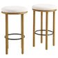 Modway Fable 30 Inch Backless Wood Bar Stools Set of 2 in Oak Ivory - Upholstered Padded Boucle Round Barstool - 2Pc Bar Height Stools