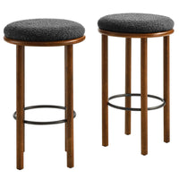 Modway Fable 30 Inch Backless Wood Bar Stools Set of 2 in Walnut Charcoal