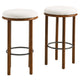 Modway Fable 30 Inch Backless Wood Bar Stools Set of 2 in Walnut Ivory - Upholstered Padded Boucle Round Barstool - 2Pc Bar Height Stools with Footrest