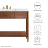 Modway Zaire 48” Mid-Century Single Bathroom Vanity Washstand in Walnut White with Ceramic Sink Basin 48 Inches MDY-EEI-6824-WAL-WHI