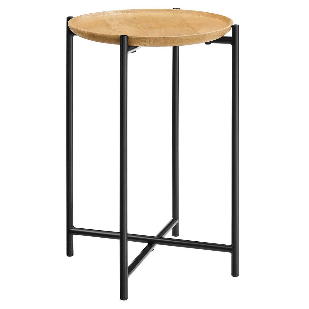 Xilo Round Wood and Metal Side Table  - No Shipping Charges