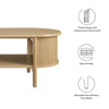 Modway Cadence Oval Coffee Table in [Color] - Mid Century Modern Center Table with Open Storage for Living Room Organization - Wood Grain