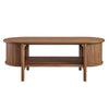 Modway Cadence Oval Coffee Table in [Color] - Mid Century Modern Center Table with Open Storage for Living Room Organization - Wood Grain
