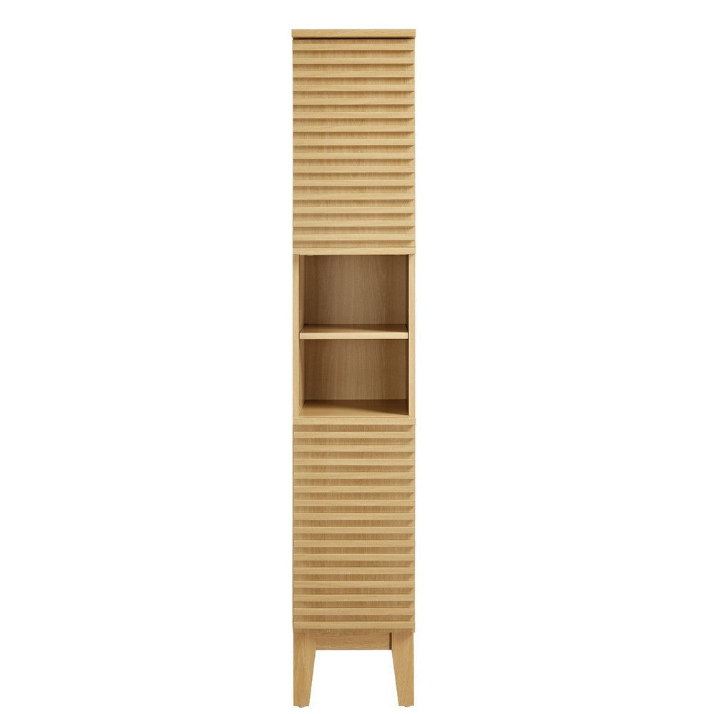 Modway Render Tall Narrow Bathroom Storage Cabinet Oak MDY-EEI-6851-OAK