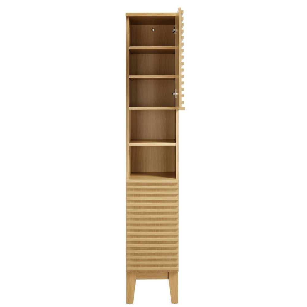 Modway Render Tall Narrow Bathroom Storage Cabinet Oak MDY-EEI-6851-OAK
